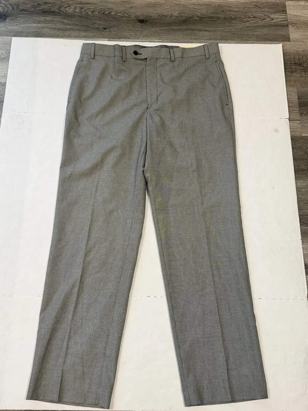 Lauren Ralph Lauren Mens 36x32 Dress Pants Black White Micro Check Flat Front